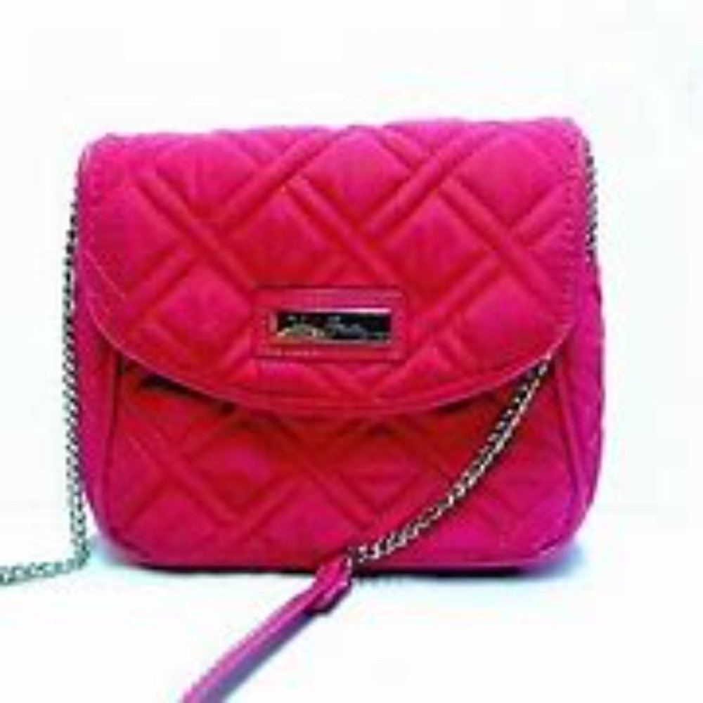 Vera Bradley Fuchsia Pink Quilted Choice of One Shoulder Chain Crossbody Purse